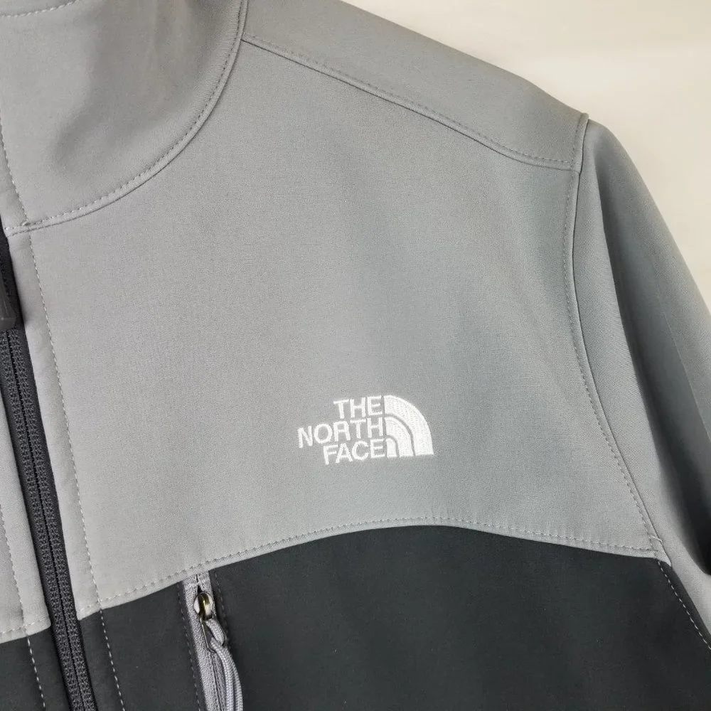 The North Face Mens Sz L Windfall Soft Shell Full Zip Jacket‎ Gray Black